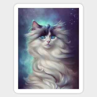 Long Haired Cat - Modern Digital Art Sticker